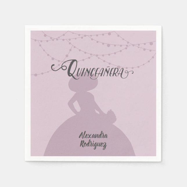 Zuckerhut Lila Charro Silhouette Quinceanera Serviette (Vorderseite)