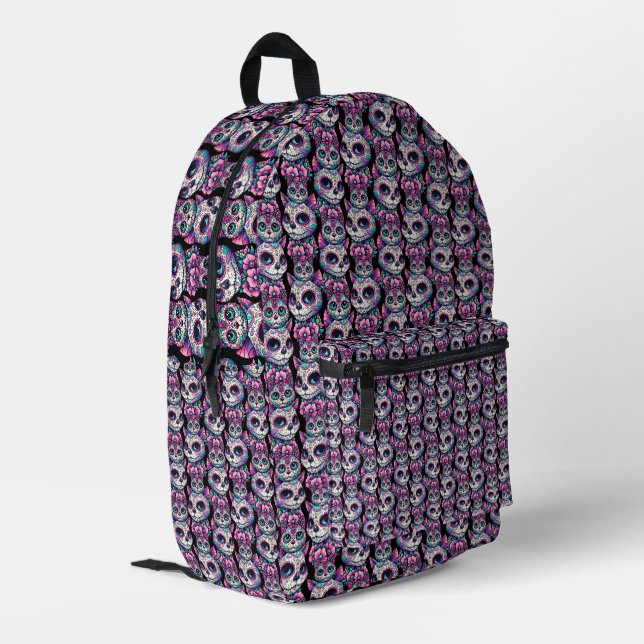 Zuckerkatzenmuster Bedruckter Rucksack (Rückseitige Ecke links)