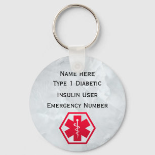 Zuckerkranker wachsamer personalisierter Typ 1 Schlüsselanhänger