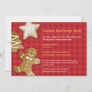 Zuckerkuchen-Weihnachtsplätzchen-Tauschparty rot Einladung