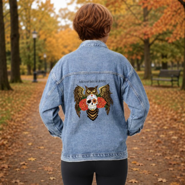 Zuckerkull-Rose Owl Jeansjacke (Von Creator hochgeladen)