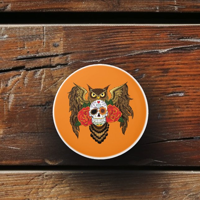 Zuckerkull-Rose Owl Keramikknauf (Von Creator hochgeladen)