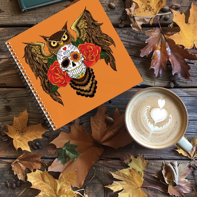 Zuckerkull-Rose Owl Notizbuch (Von Creator hochgeladen)