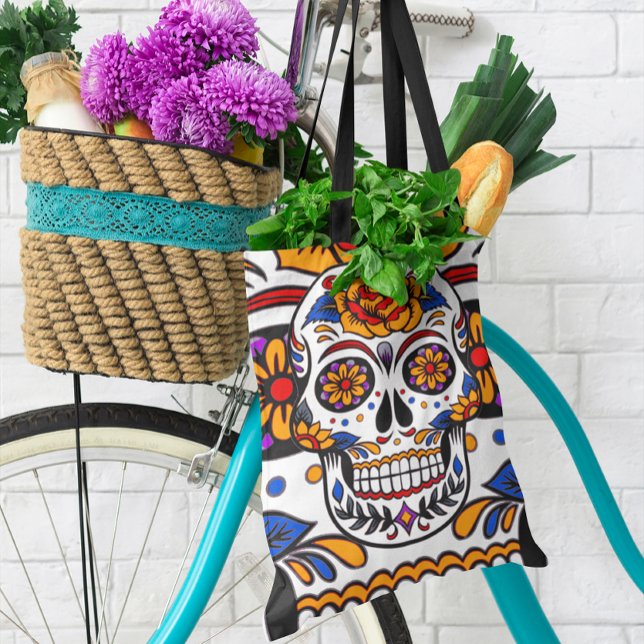 Zuckerkullen Urlaubsmuster überall (Sugar Skulls Holidays Pattern All Over Print Tote Bag)