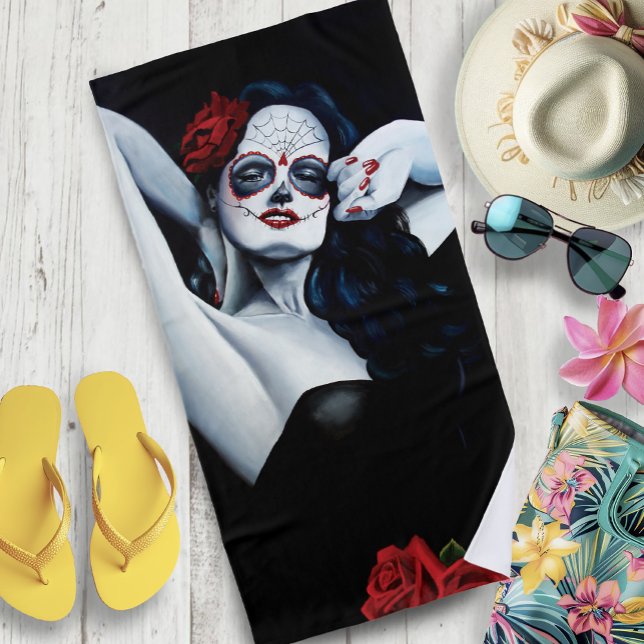 Zuckerkuller Rote Rosen schwarz Strandtuch (Von Creator hochgeladen)