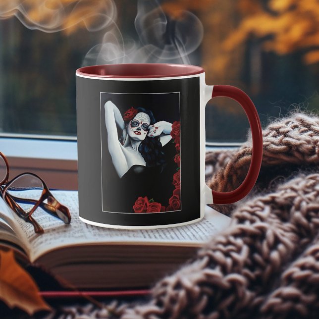 Zuckerkuller Rote Rosen schwarz Tasse (Von Creator hochgeladen)