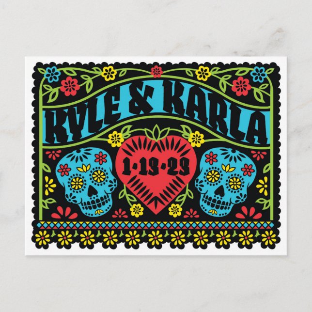 Zuckerkulls Save the Date Postkarte (Vorderseite)