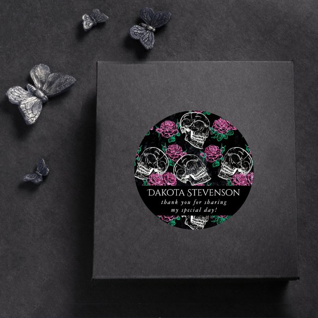 Zuckerkulpturen Rosen | Gothic Glam Vielen Dank Runder Aufkleber (Von Creator hochgeladen)