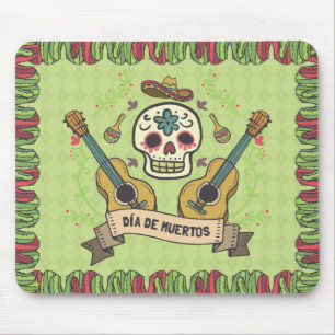 Zuckern Sie Schädel u. Guitars Dia de Muertos Mousepad