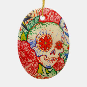 zuckern Sie Schädeltag der toten Keramik Ornament