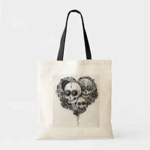 zuckern Sie schwarze u. weiße Blumenherztasche de Tragetasche