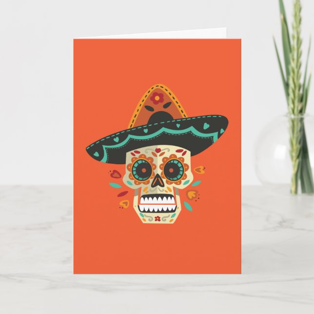 Zuckern Sie Skull Dia de Muertos mit Karte (Vorderseite)