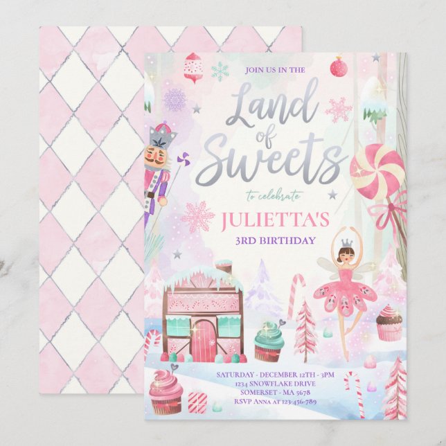 Zuckerpflaume Milchfrucht Land Sweet Nutcracker Ge Einladung (Vorne/Hinten)