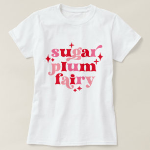 Zuckerpflaume Typografie Kunst, Rot und Rot T-Shirt