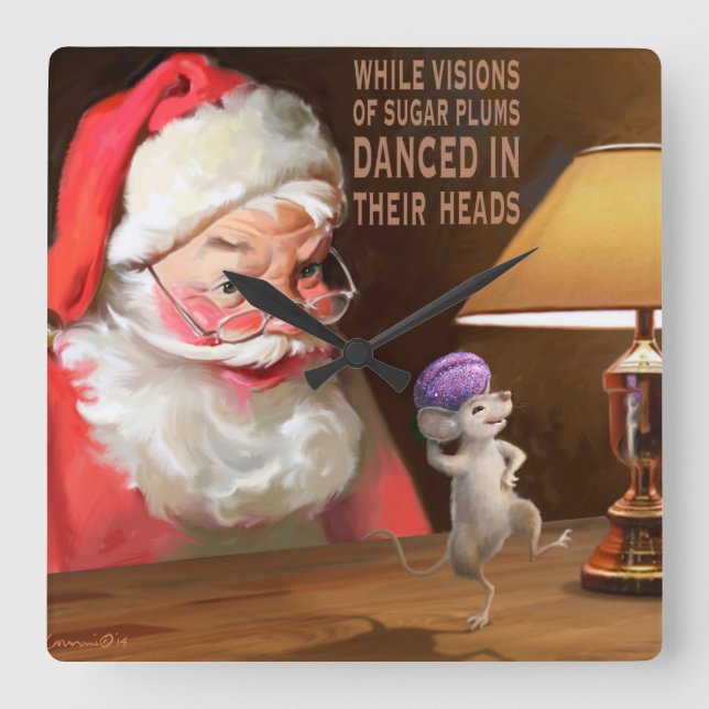 Zuckerpflaumen Quadratische Wanduhr (Vorderseite)