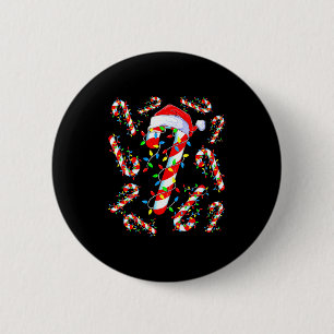 Zuckerrohr-Crew Rot und Weiß Weihnachtsmann Lustig Button