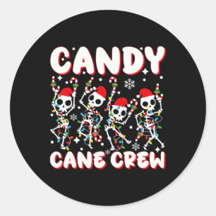 Zuckerrohr-Crew-Skelett-Weihnachten-Kandisliebhabe Runder Aufkleber