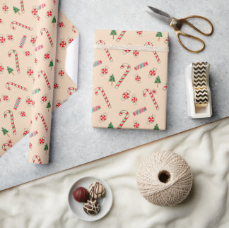 Zuckerrohr- und Pfefferminz-Weihnachten Geschenkpapier
