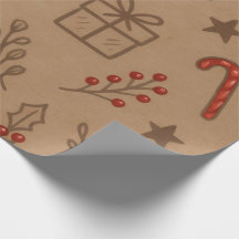 Zuckerrohr und Stechpalmen-Weihnachtspapier