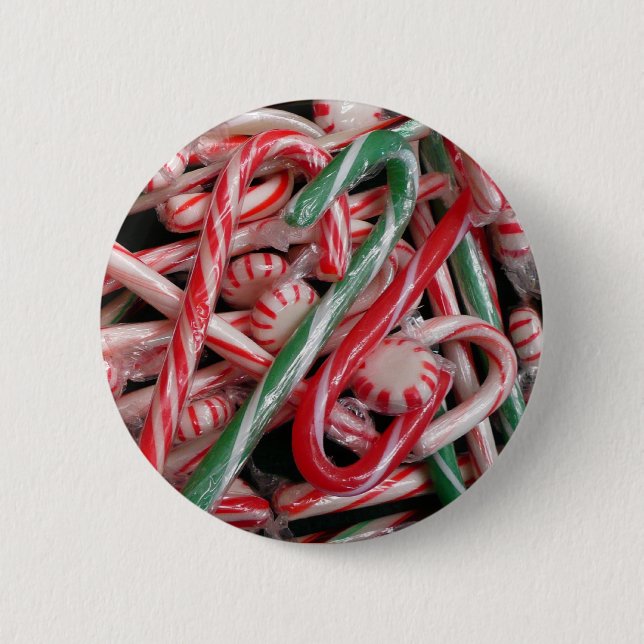 Zuckerrohre und Pfefferminz Weihnachtsfeiertag Button (Vorderseite)