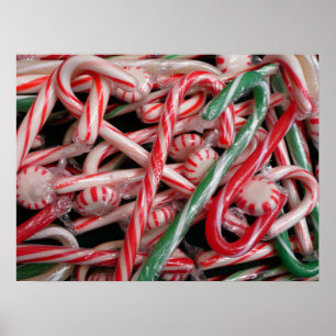 Zuckerrohre und Pfefferminz Weihnachtsfeiertag Poster