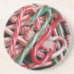 Zuckerrohre und Pfefferminz Weihnachtsfeiertag Sandstein Untersetzer