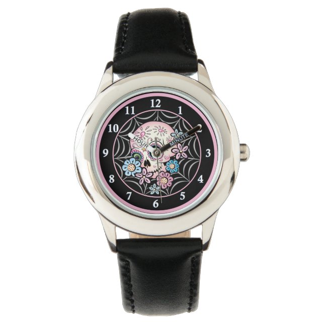 Zuckerschädel Armbanduhr (Vorderseite)