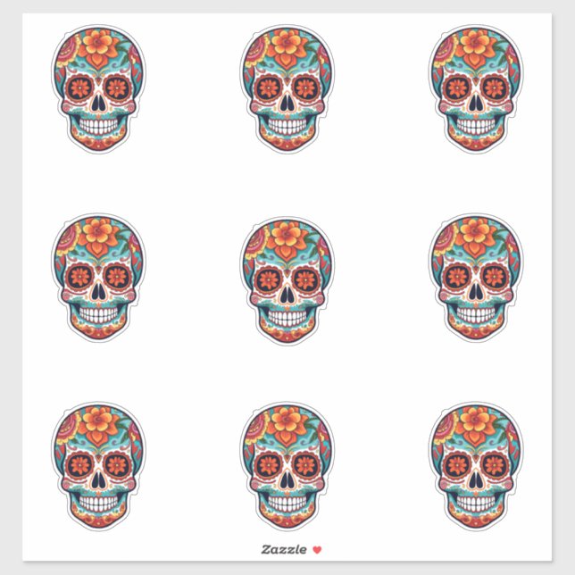 Zuckerschädel Aufkleber (Blatt)