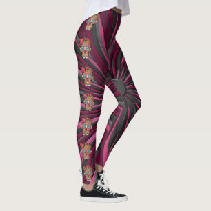 Zuckerschädel aus Schnittholz mit Blütenkrone Leggings