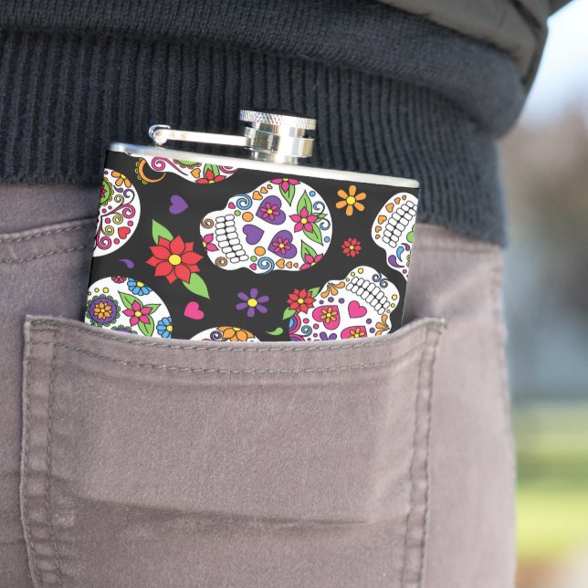 Zuckerschädel Beängstigend und blutig einschüchter Flachmann (Beispiel)