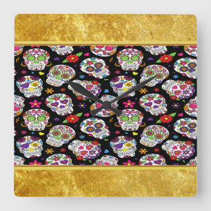 Zuckerschädel Beängstigend und blutig einschüchter Quadratische Wanduhr