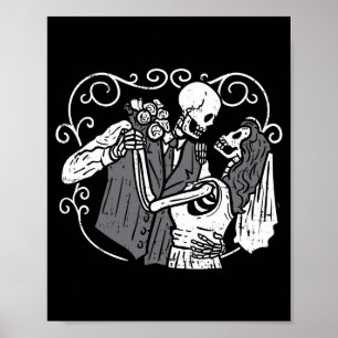 Zuckerschädel Bräutigam Braut lustiger Dia de los  Poster