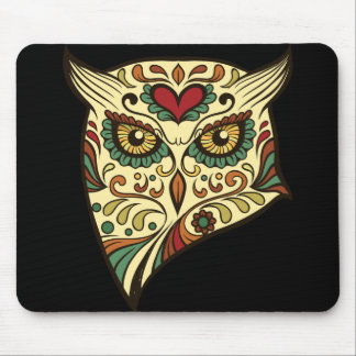 Zuckerschädel-Eule - Tätowierungs-Entwurf Mousepad