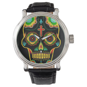 Zuckerschädel farbenreich armbanduhr
