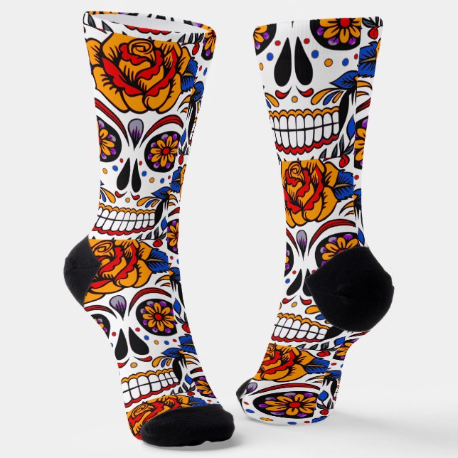 Zuckerschädel Feiertage Muster Socken (Gewinkelt)