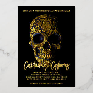 Zuckerschädel Gold Dia De Los Muertos Halloween Folieneinladung
