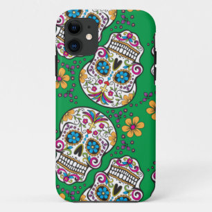 Zuckerschädel-Halloween-Grün Case-Mate iPhone Hülle