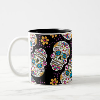 Zuckerschädel Halloween Schwarz Zweifarbige Tasse