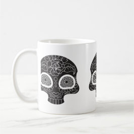 Zuckerschädel-Herz und Blume Kaffeetasse