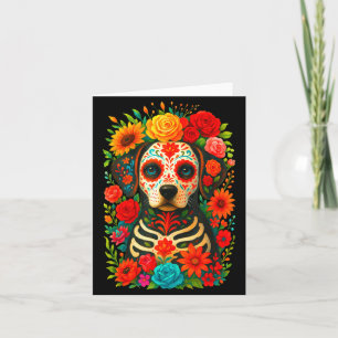 Zuckerschädel-Hund Dia De Muertos Halloween Tag De Karte