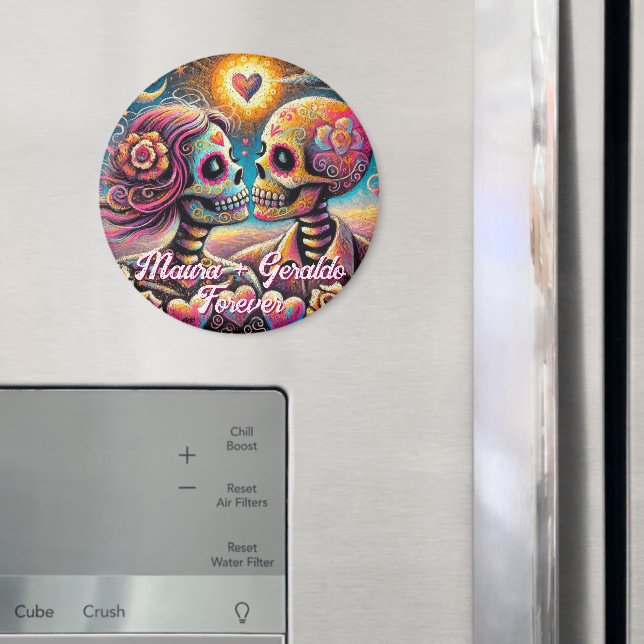 Zuckerschädel in verliebter Kreidepastell-Personal Magnet (In Situ (Kühlschrank))