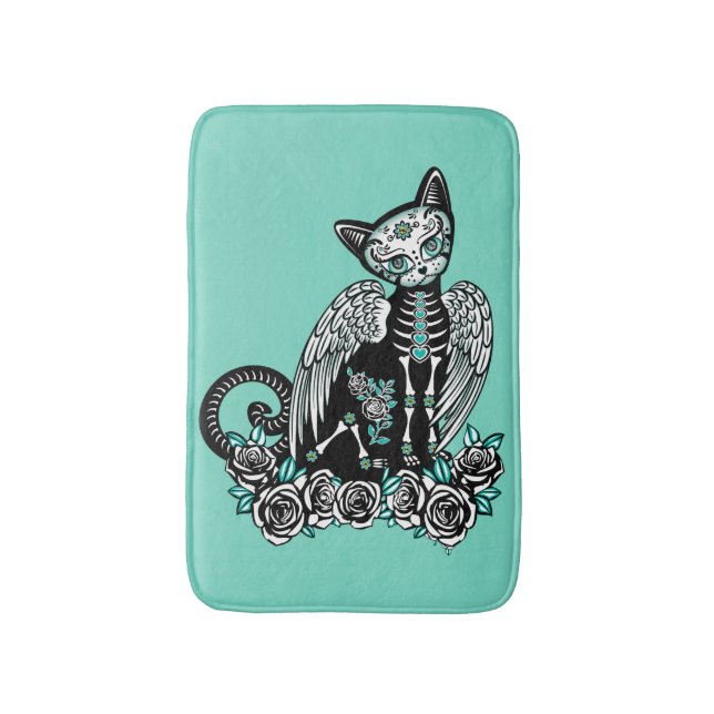 Zuckerschädel-Katze Badematte (Vorderseite Vertikal)