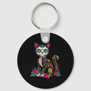 Zuckerschädel Katze Dia de Muertos Tag der toten H Schlüsselanhänger