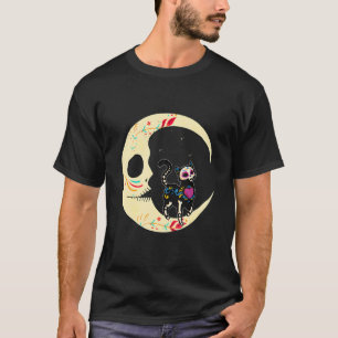 Zuckerschädel Katze Mond Dia De Los Muertos Mexika T-Shirt