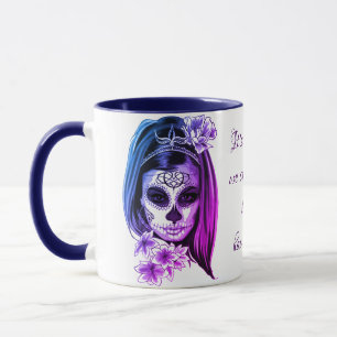 Zuckerschädel-Mädchen lila und blaues Ombre Tasse