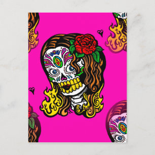Zuckerschädel Mädchen Postkarte