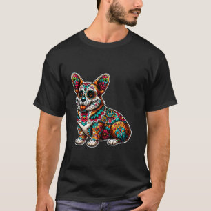 Zuckerschädel Mexican Corgi Bone Halloween de T-Shirt