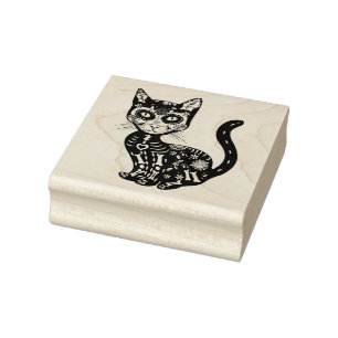 Zuckerschädel mexikanische Katze Halloween des Tot Gummistempel