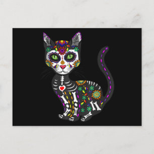 Zuckerschädel mexikanische Katze Halloween des Tot Postkarte