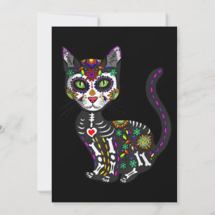 Zuckerschädel-Mexikanische Katze Halloween Tag Der Einladung